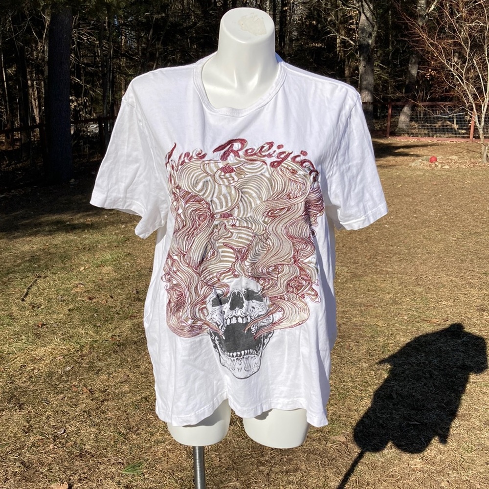 True Religion embroidered skull all cotton T-shirt size XXXL